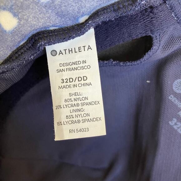 Athleta 32D/DD Mashiko Side Scrunch Blouson Tankini or Swim Dress Tie Dye Bue - Picture 13 of 16